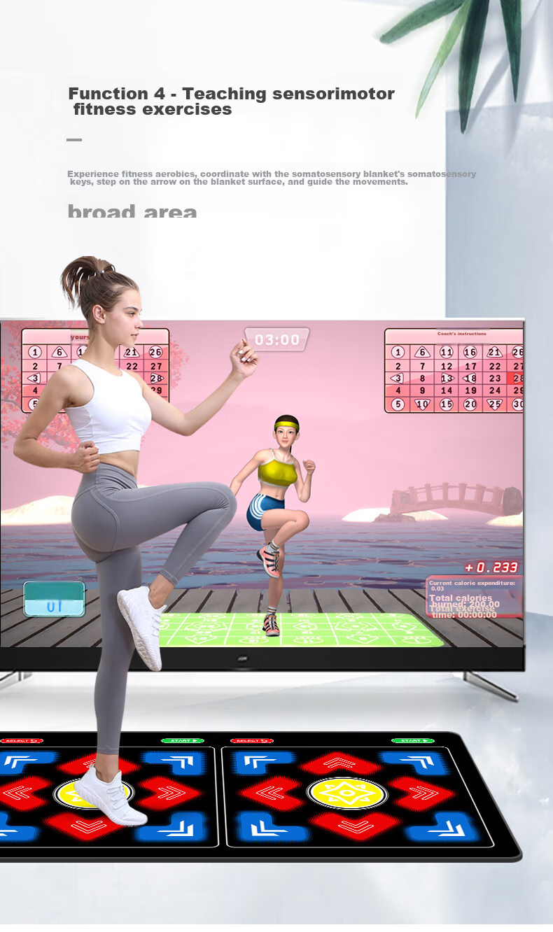 [Children's Birthday Gift] HongTai Double Wireless Dance Mat for Home Use with TV Motion Sensor Camera, Running Mat 18
