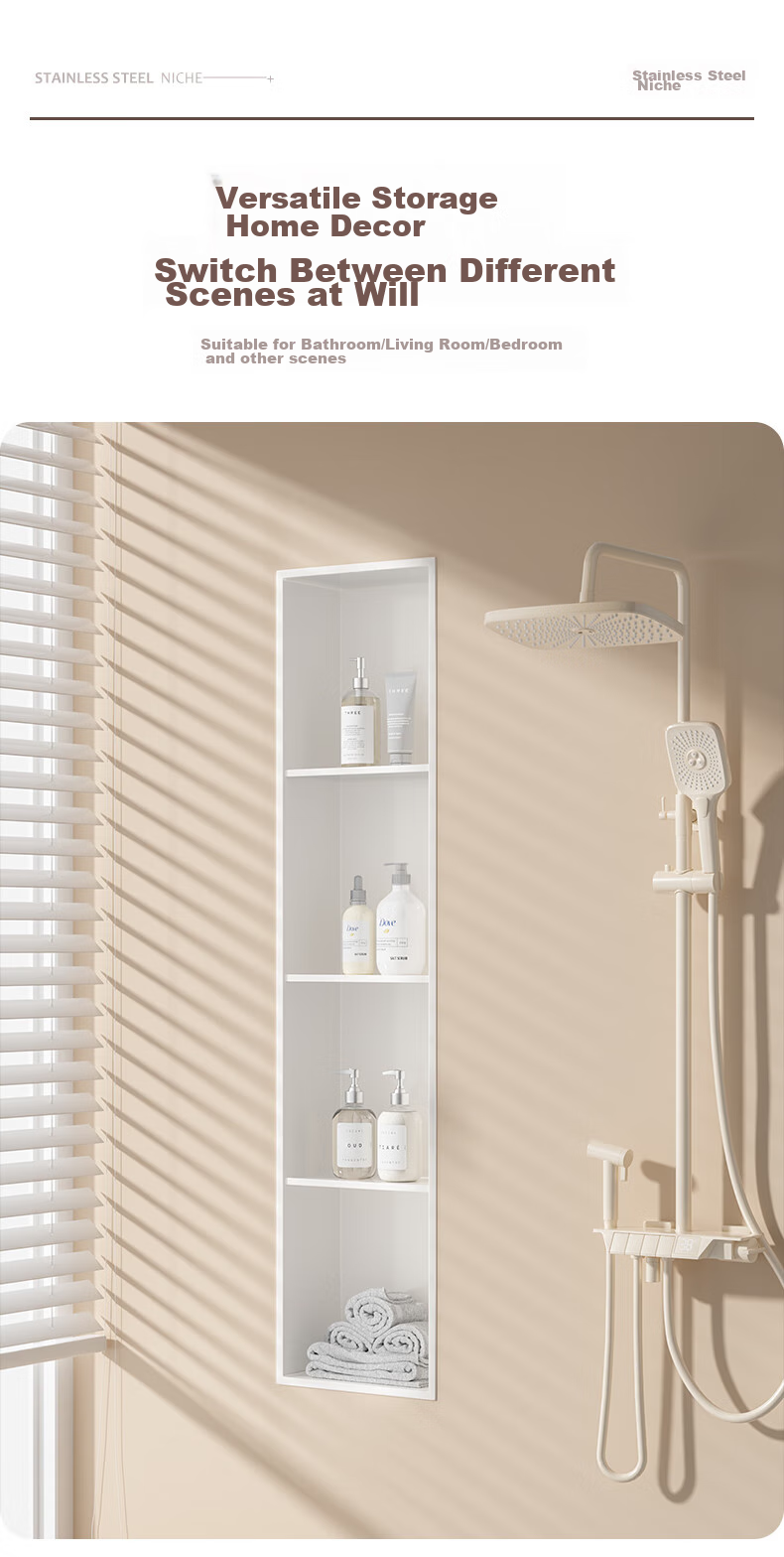 Baizi Stainless Steel Wall Niche, Bathroom Storage Shelf, Customizable, Recessed TV Wall Niche, Toilet Wall Niche 12