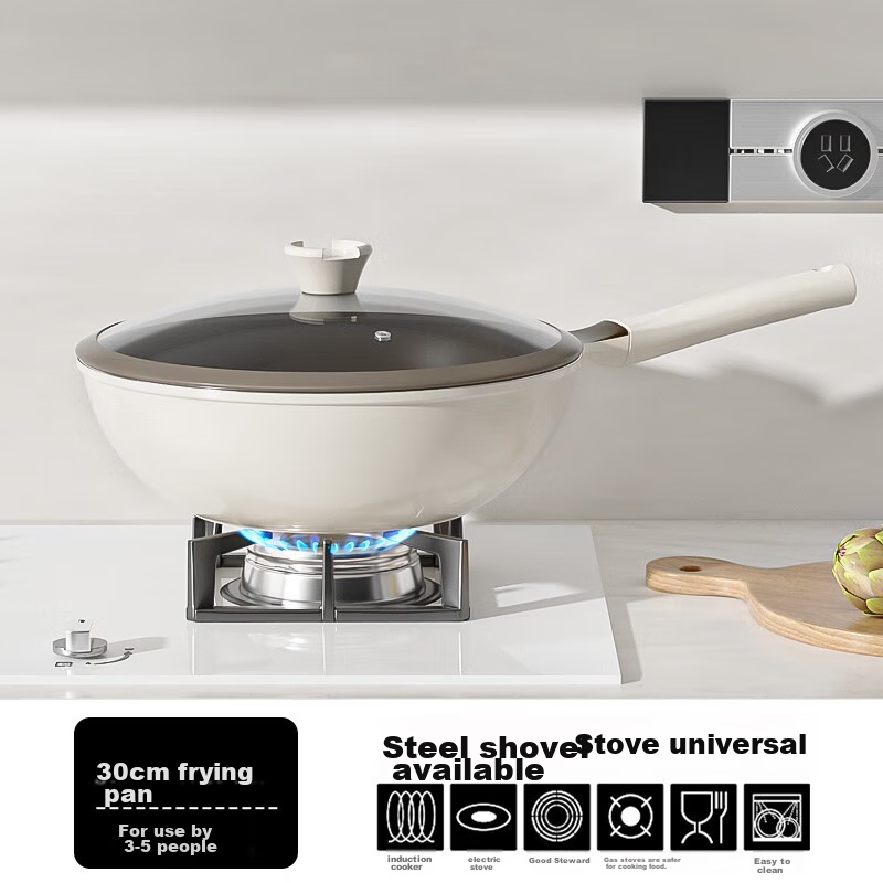 REDCHEF Titanium Ceramic Wok Non-Stick Pan for Home Cooking, Lightweight Titanium Pan 30cm Compatible with Induction And Gas Stoves