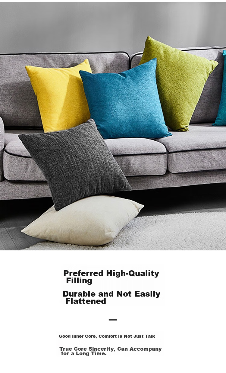 Pierre Cardin Throw Pillow Cushion, Solid Color Linen Style Removable Nap Pillow Office Backrest Car Lumbar Support, Smoke Gray, 45*45cm 3