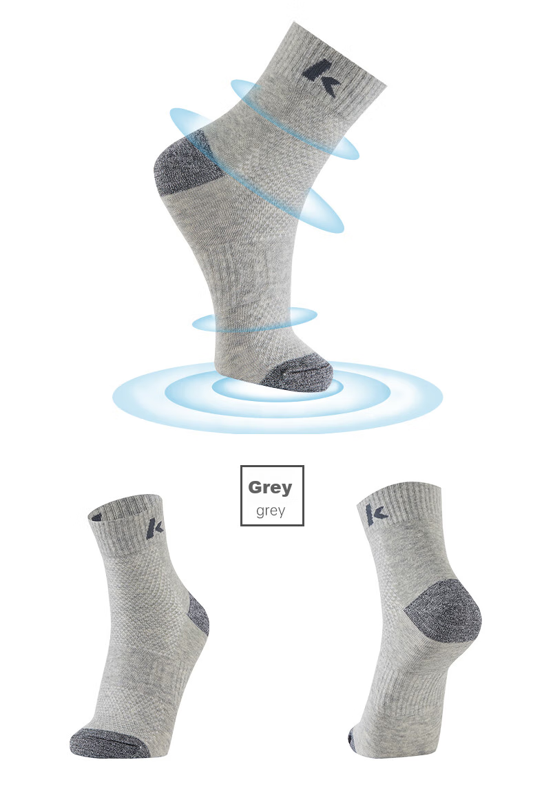 KAWASAKI Badminton Socks for Men with Terry Bottom Sports Short Socks A6102 (Three-Pair Pack) White-Gray Size One Fits All 12
