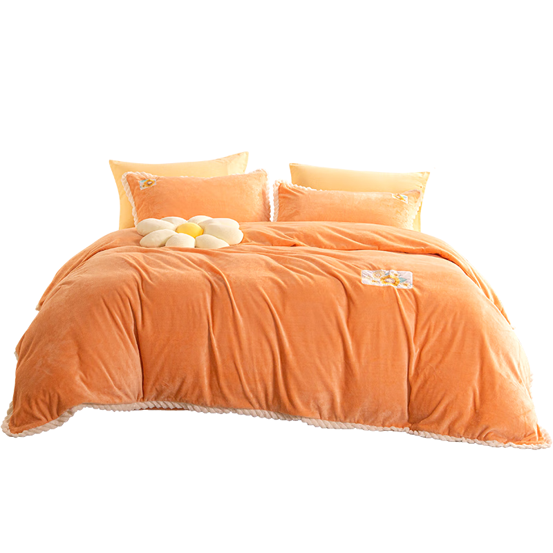 FUANNA Milk Velvet Bedding Set for Autumn And Winter, Thickened Duvet Cover with Anti-Static Fleece, Double Size for 1.8-Meter Bed