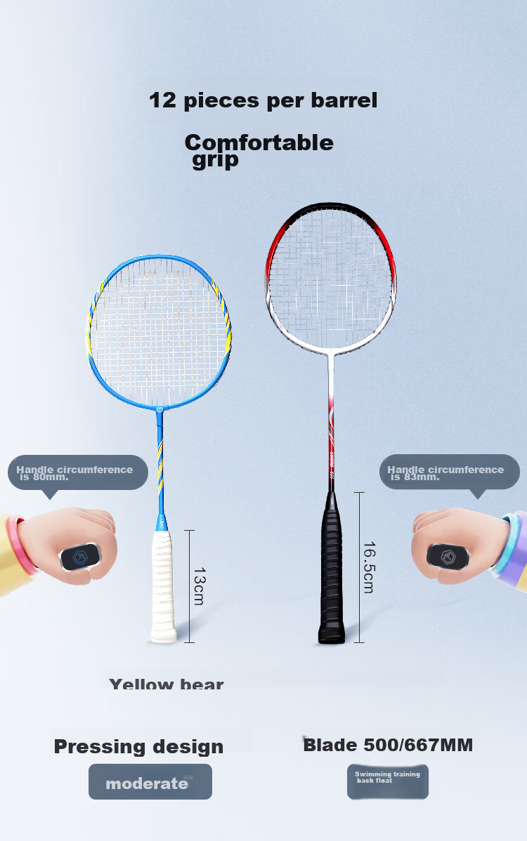 JD Original Iron Alloy Badminton Racket Set, Durable And Easy on Hands, Training Kit for Primary School Students Aged 6-13 9