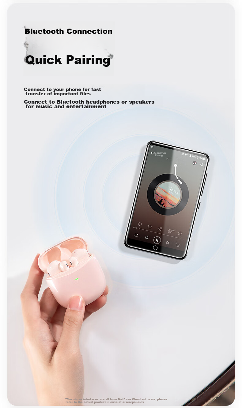 FAMUE BF12 MP3/MP4 Lossless Music Player, Smart WIFI Closed Network System, MP5 Student English Portable Player, Online Song Listening Bluetooth Dictionary, 4+32GB 8