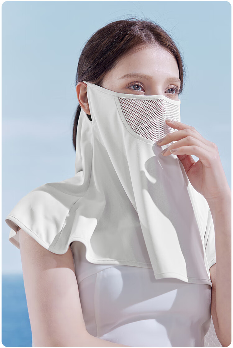 JIUMU Ice Silk Sun Protection Face Mask for Women, Summer UV Protection Sunshade Veil, Driving Neck Guard, Breathable Full Face Mask 12