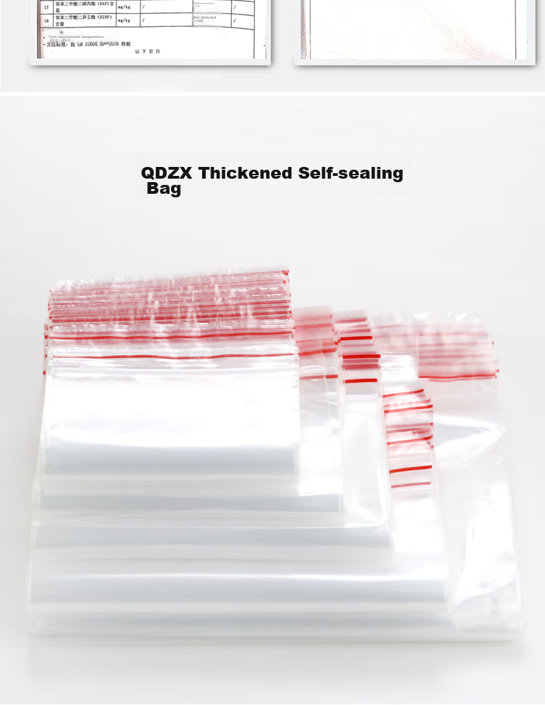 QDZX Self-Sealing Bags No. 4 (8*12cm), 100 Pieces, Food Bags, Fresh-Keeping Bags, PE Bags, Sealed Bags, Waterproof, Moisture-Proof, Dust-Proof Bags 2