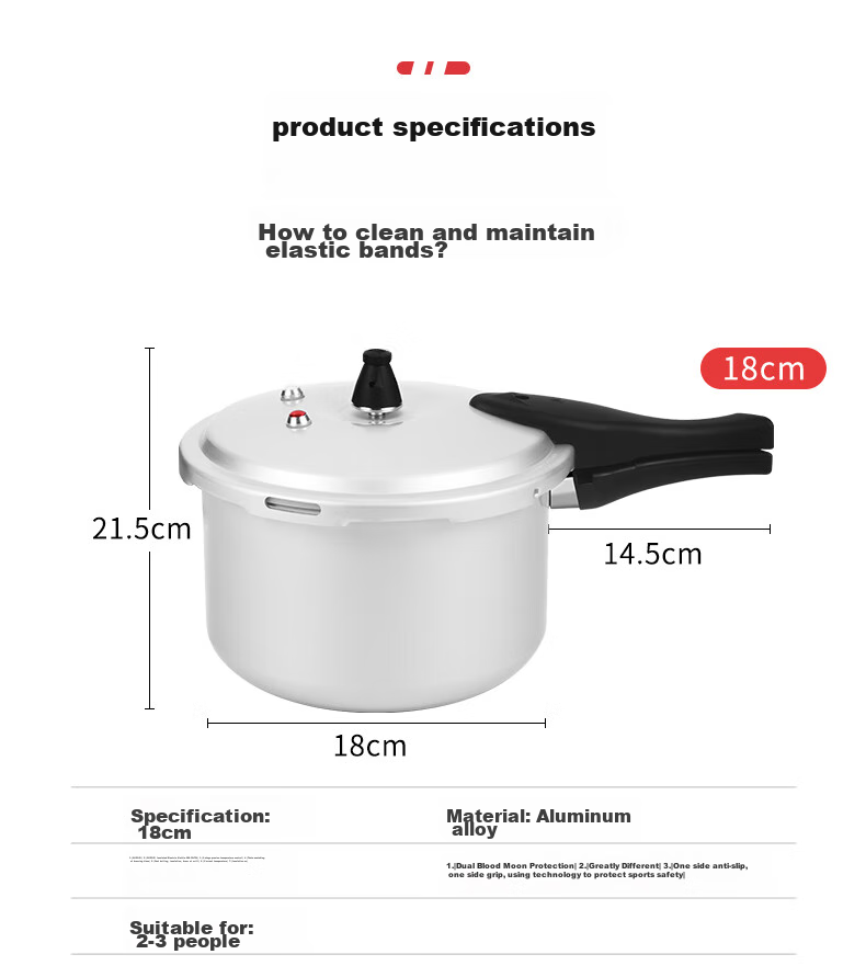Shuangxi Aluminum Alloy Pressure Cooker Compatible with Gas And Induction Stoves, Explosion-Proof Small Household Pressure Cooker for 1 Person, 18CM/3.2L 13