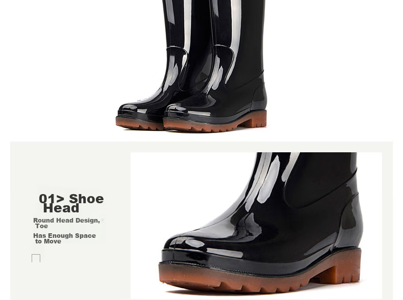 Warrior Men's Mid-High Rain Boots, Adult Waterproof Shoes, Kitchen Shoes, Rubber Boots, Overshoes, 8857 Black, Size 41 11