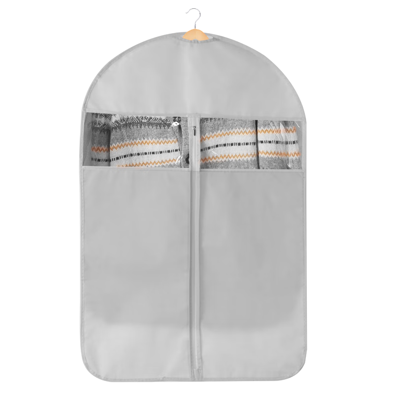 JEKO&JEKO Clothing Dust Cover, Dust Bag Set of 5, Coat And down Jacket Storage Bag, Transparent Garment Cover, Hanging Bag, Gray