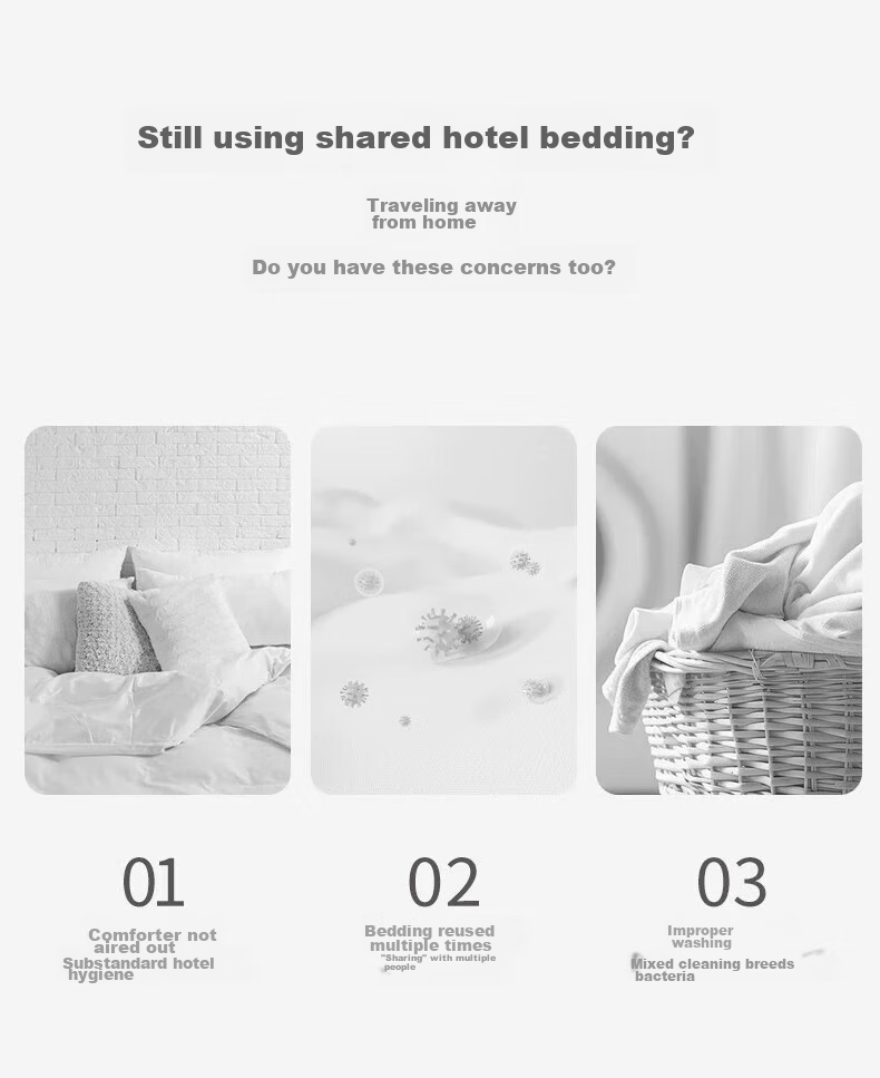 CHUYISHENG Disposable Sleeping Bag, Hotel Hygiene Sleeping Bag, Train Sleeper Travel Bed Sheet, Duvet Cover, Pillowcase, Disposable Three Or Four-Piece Set 3
