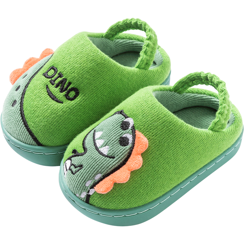 Zhubaba Baby Cotton Slippers, Indoor Home Use, Warm And Non-Slip, for Infants And Toddlers, Autumn Boys Girls, Fall And Winter Cotton Slippers, Green, Size 150