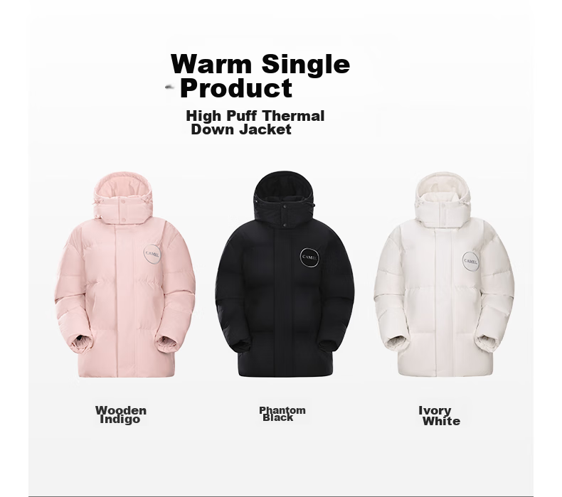 CAMEL Outdoor down Jacket, Autumn And Winter New Style for Men And Women, Windproof, Water-Repellent, Cold-Resistant, Warm, High-Fill Power Puffer Jacket, XS 15
