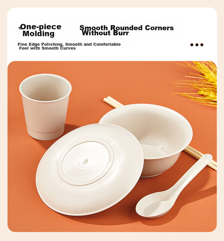 SHUANG YU Disposable Tableware Set for 10 People [Paper Cups + Paper Bowls + Chopsticks] Picnic Camping Disposable Tableware 7