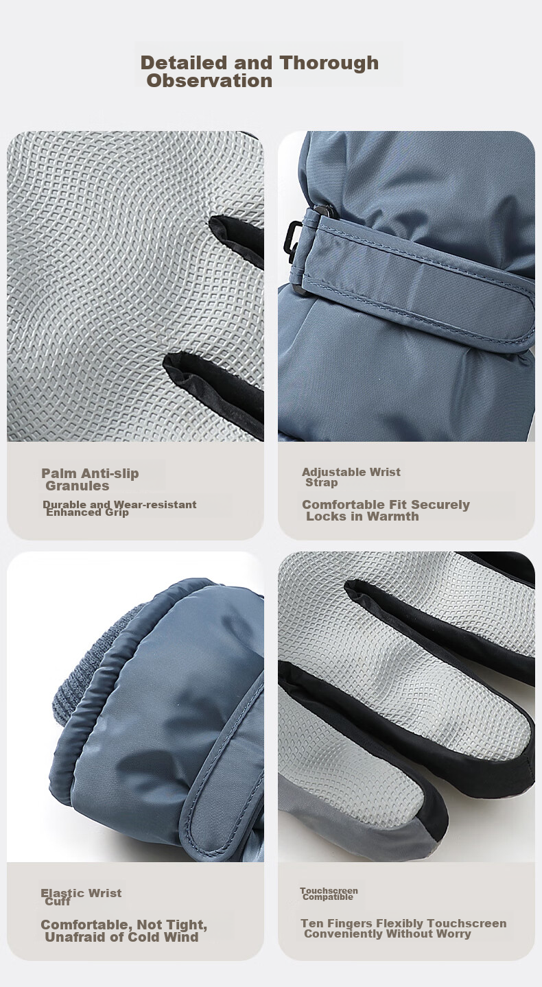 MISSION UV Ski Gloves for Men, Winter Thickened Fleece-Lined Windproof Cold-Resistant Water-Repellent Autumn Winter Cycling Touchscreen Warm Gloves 5