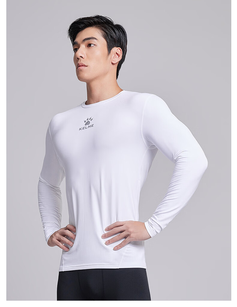 KELME Men's Outdoor Thermal Fleece Lined Compression Shirt Running Training Fitness Top Black 3XL 7