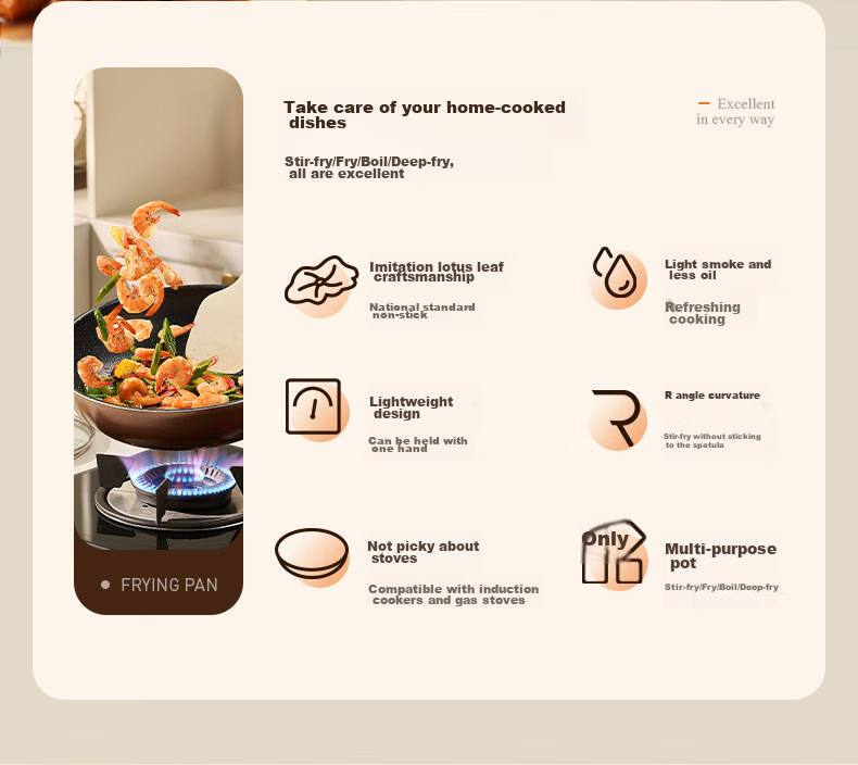 ASD Non-Stick Wok with Coating, Stir-Fry Pan, Frying Pan for Home Use, 28cm, Gas Stove Specific, Champagne Gold, JL28G2WG-K 3