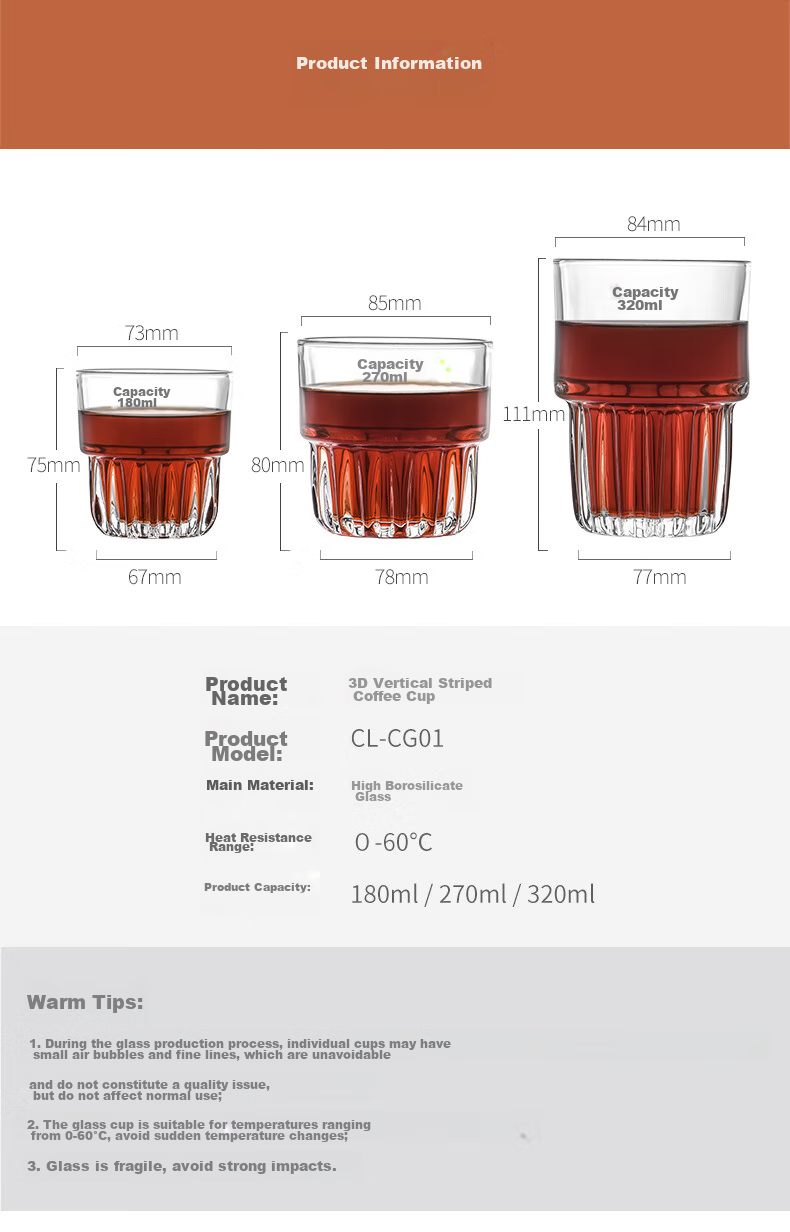 CLITON Glass Coffee Cups, Iced Americano Cups, Latte Cups, Italian Espresso Cups, Finnish Coffee Cups, Set of 2, 200ml Each 11