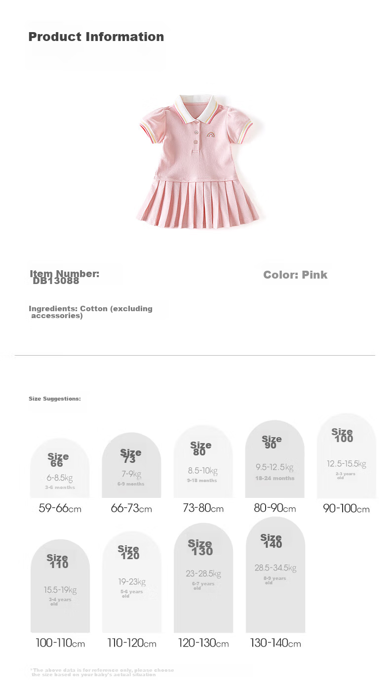 DAVE & BELLA [Soda Cotton] Summer Girls' Dress, Baby Polo Dress, Girl's Princess Dress, Children's Skirt 8