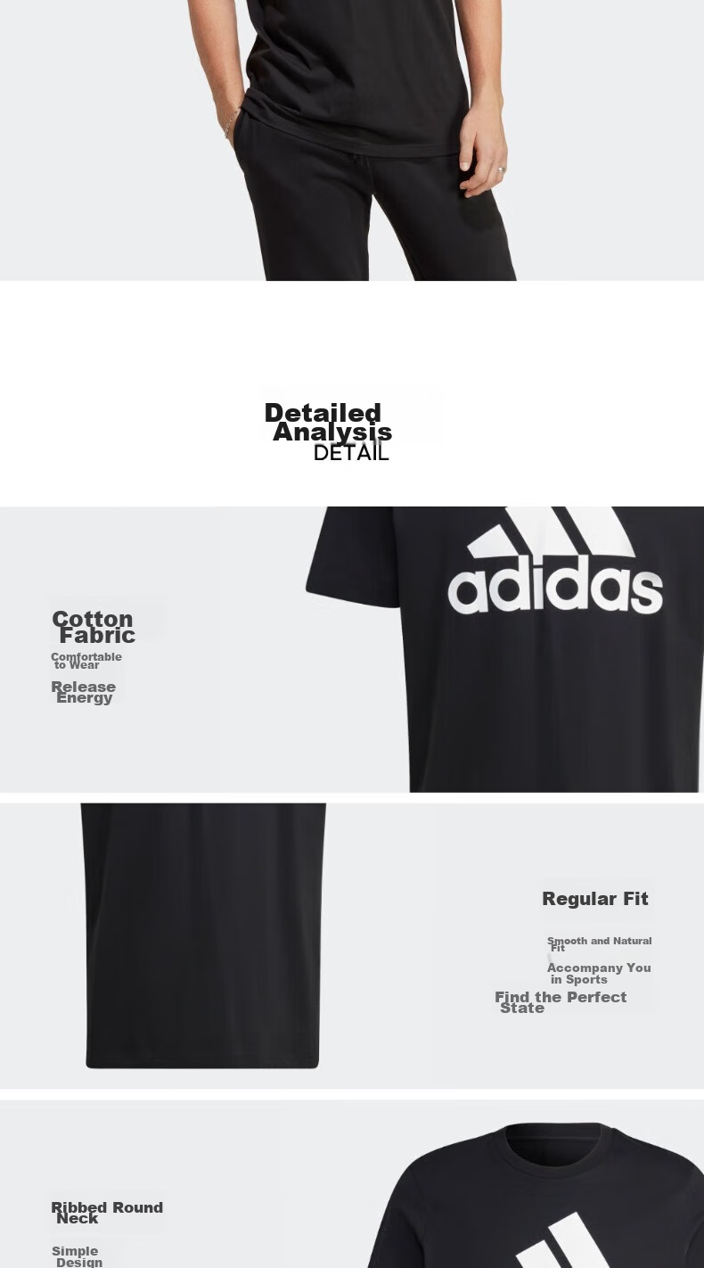 Adidas Men's Summer Fashion Sports Casual Short-Sleeve T-Shirt IC9347 3