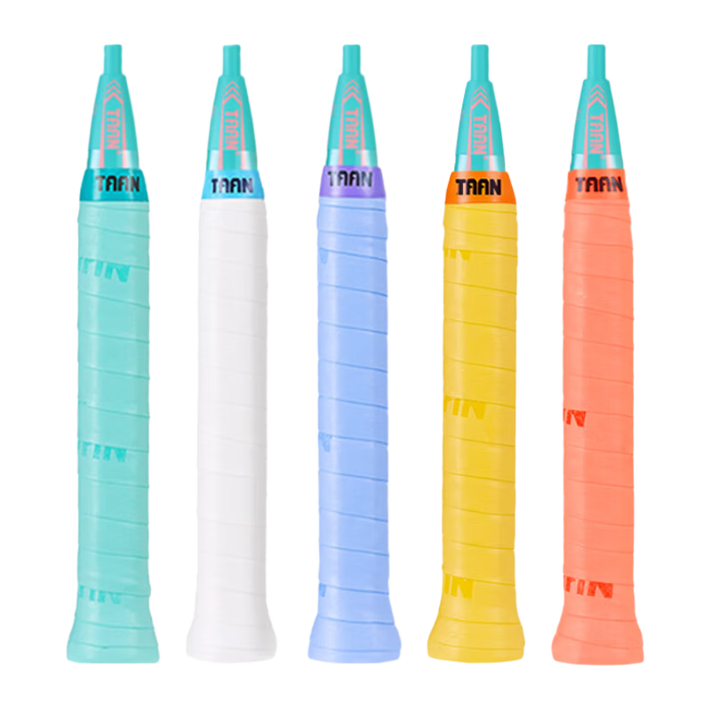 Taan Badminton Racket Flat Hand Grip Sweat-Absorbing Non-Slip Adhesive Grip Tape, Flat Handle Grip Tape, 5-Pack TW880