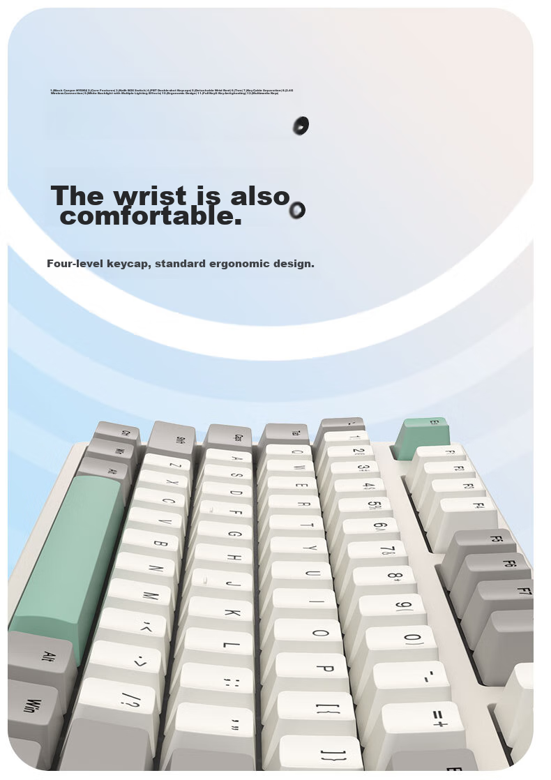Ikbc W210 Wireless Mechanical Keyboard, 108 Keys, Gaming And Office Use, Good Typing Feel, Cherry MX Brown Switches, Wireless 14