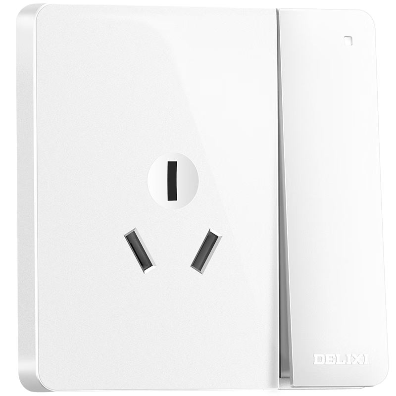 DELIXI Switch Socket Panel, CD821 Series, 16A Three-Hole Air Conditioner Socket, with One Switch And Dual Control Switch, Stylish White Large Panel