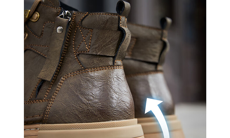 Camel Brand Martin Boots Outdoor Casual Work Boots British Style Motorcycle Men's Shoes P14W342602 Black 39 9