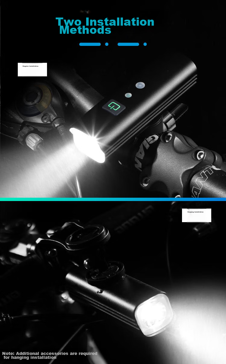 Move Iron Bicycle Light, Smart Sensor Front Light, Mountain Bike 1000 Lumens High Brightness Night Riding Light, Road Bike USB Rechargeable High-Intensity Flashlight, Cycling Equipment Accessories 5