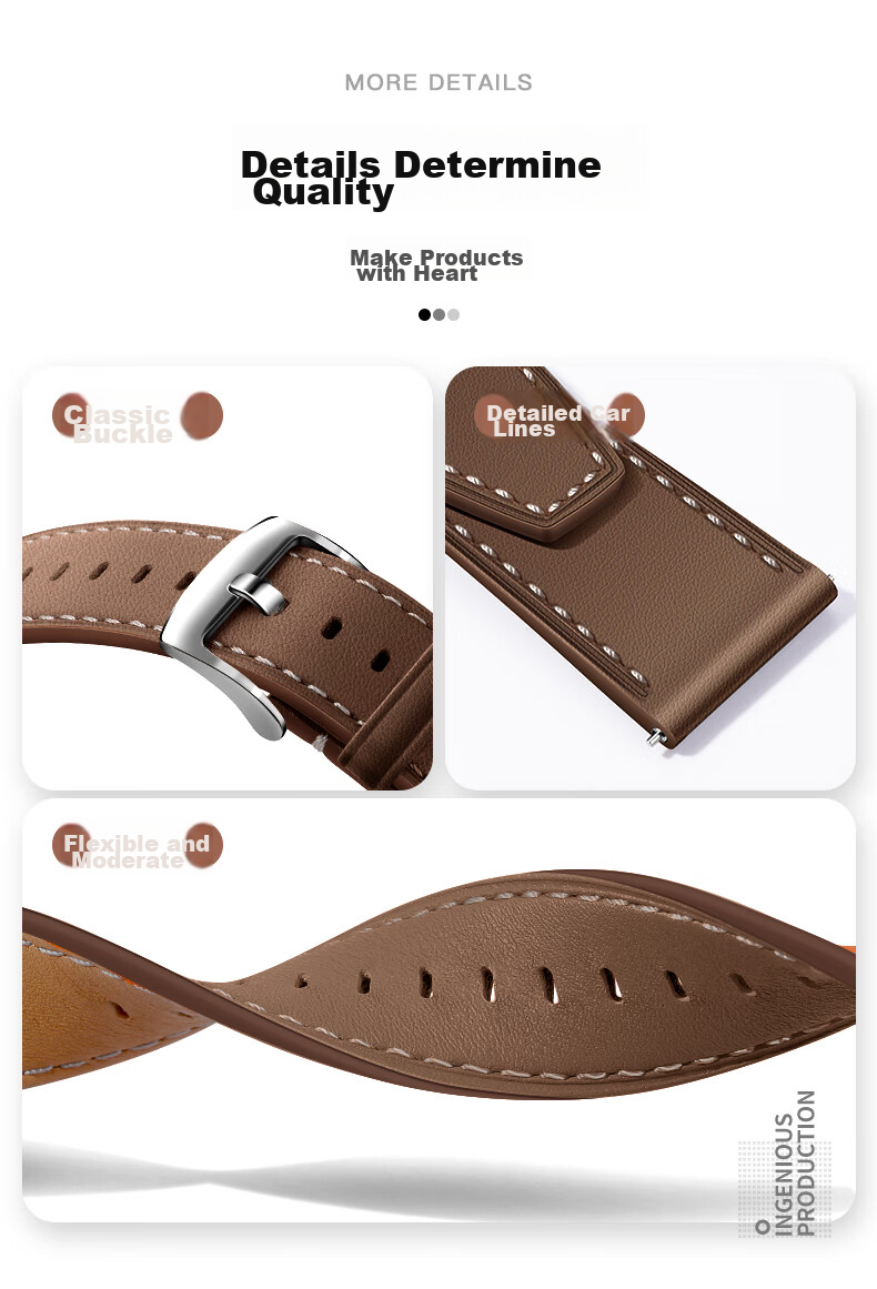 Weiqiantu [Over 1 Million Sold] Leather Watch Strap Compatible with Huawei GT7/GT6/GT5/Pro/Watch6/5/4/pro/buds2/gt3, Genuine Leather Extraordinary Master Style for Men And Wome 4