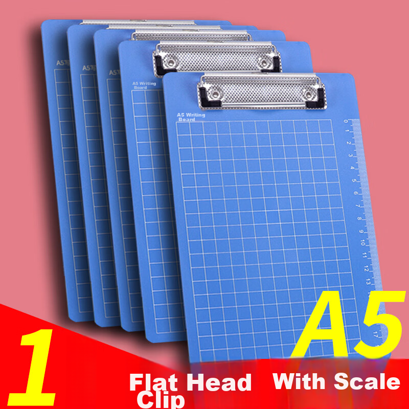 Elifo Vertical Plastic Writing Clipboard, Paper Stationery Hard Board Record Clipboard, Office Work Pressing Board, Paper Clip, A5 Flat Head Clip, Blue, 1 Piece