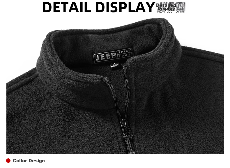 JEEP SPIRIT Men's Fleece Vest, Spring And Autumn Stand-Up Collar Sleeveless Tank Top, Men's Outerwear Jacket, Black, 3XL 14
