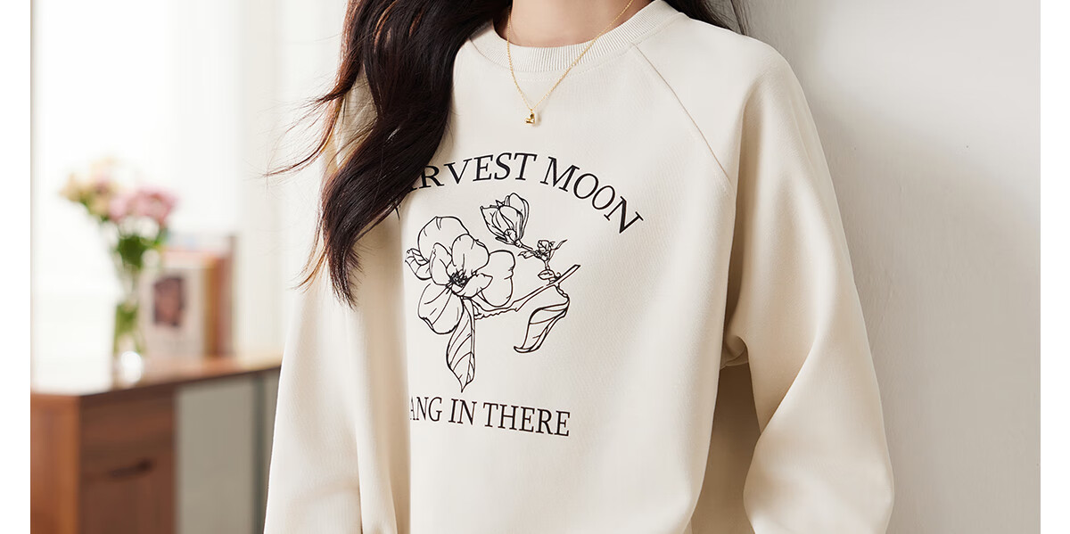 PinCai Elegant Floral Print Crewneck Sweatshirt Casual Versatile Outerwear P143W1008 37
