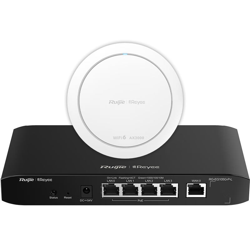 Ruijie Whole-House WiFi 6 Ceiling-Mounted AC+AP Set, 3000M, 1-To Home Wireless Gigabit Router, Smart Home RG-EG105G (E)*1
