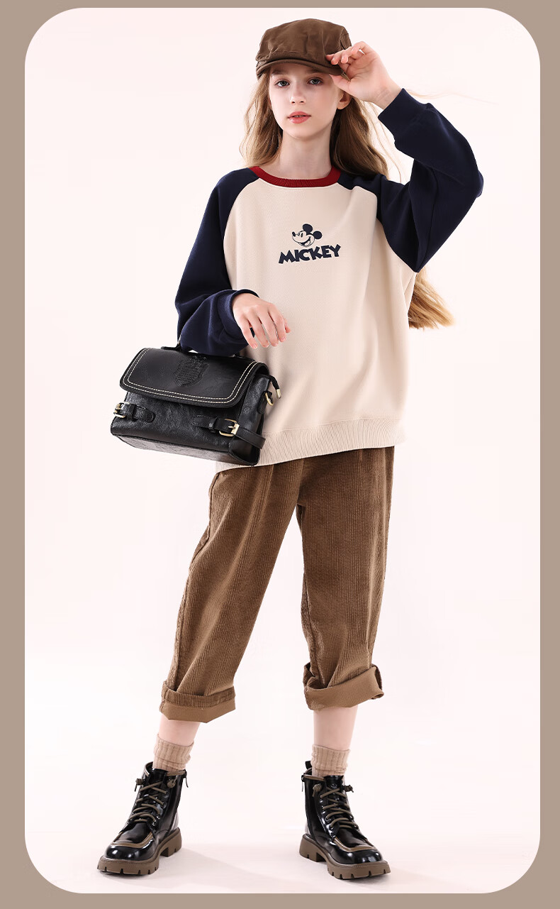 Disney Children's Sweatshirt, Girls' Autumn Top for Older Kids, Stylish Preppy Outfit for Girls, DS022 Navy Blue, 150cm 7