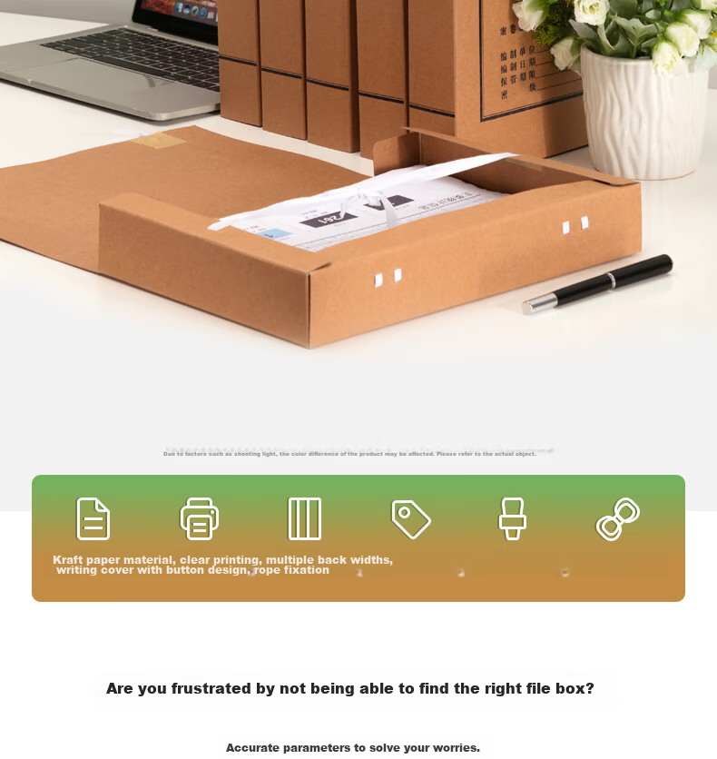 Deli 10 Pieces, 50mm, 250g Kraft Paper File Boxes, Document Storage Boxes, Thickened File Boxes, Financial Document Storage, Exam Organizer P05922 3
