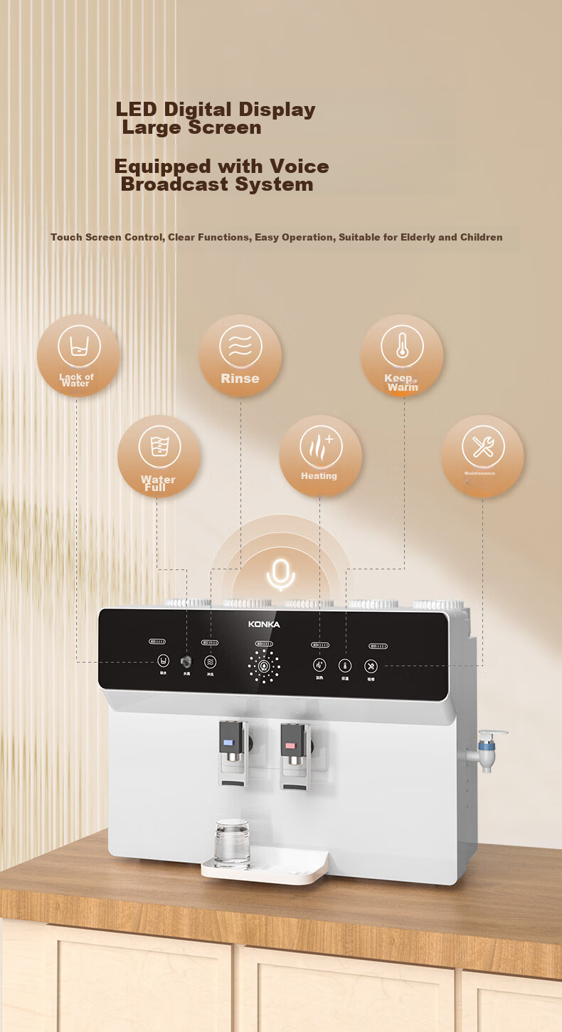 KONKA Water Purifier for Home Direct Drinking, RO Reverse Osmosis Direct Drinking And Heating All-In Machine, Wall-Mounted Or Countertop Filter, 100G All-In Water Purification System [On-Site Installation] KRO-J100 9
