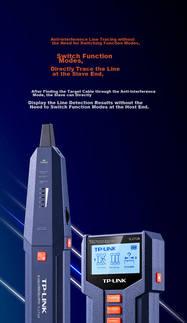 TP-LINK Network Cable Tester, Multifunctional Telephone Network Cable Tracer And Tester, PoE Cable Finder with Anti-Interference, TL-CT128 3