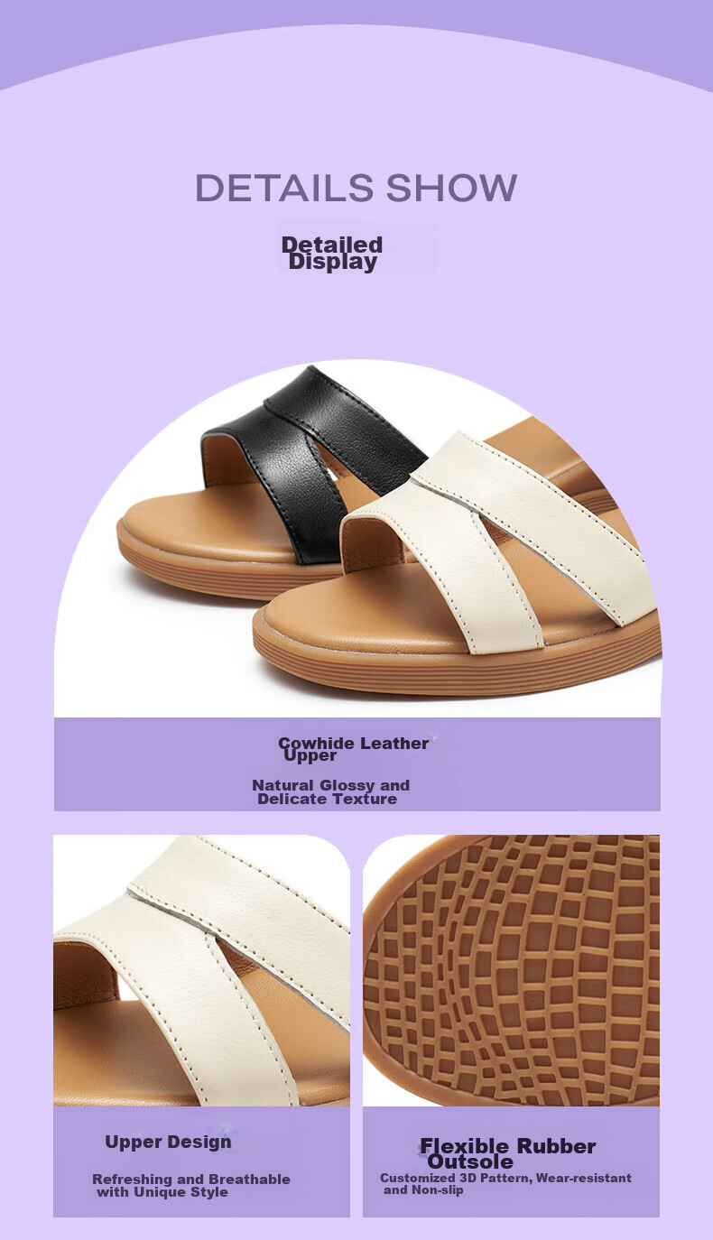 RED DRAGONFLY Genuine Leather Mom Sandals, Summer Comfortable Soft-Soled Shoes for Middle-Aged And Elderly, WTK23336, Beige, Size 35 5
