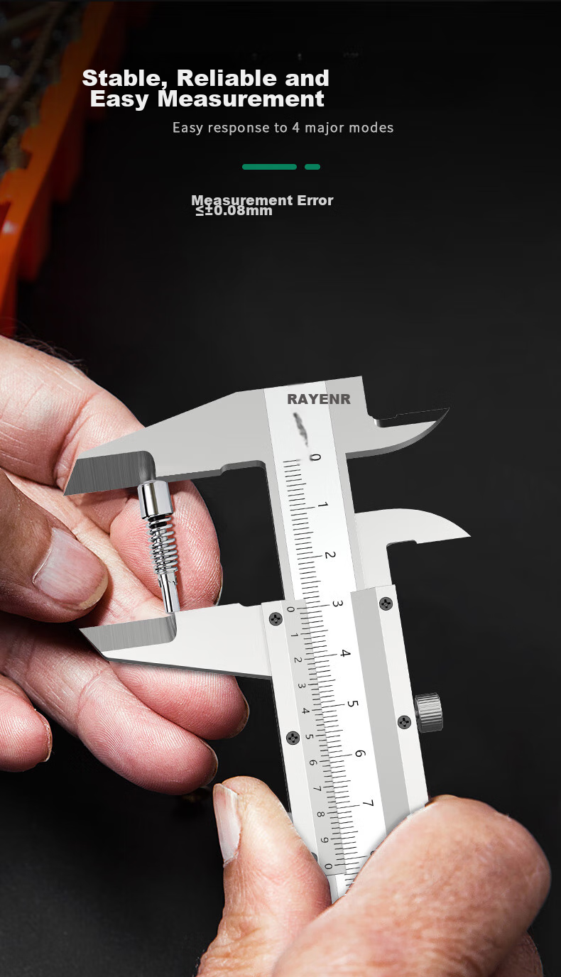 Ruineng High-Precision Vernier Caliper, Mechanical Caliper, Inner And Outer Diameter 0.02mm, Professional Measuring Tool, Measuring Ruler 150mm 8