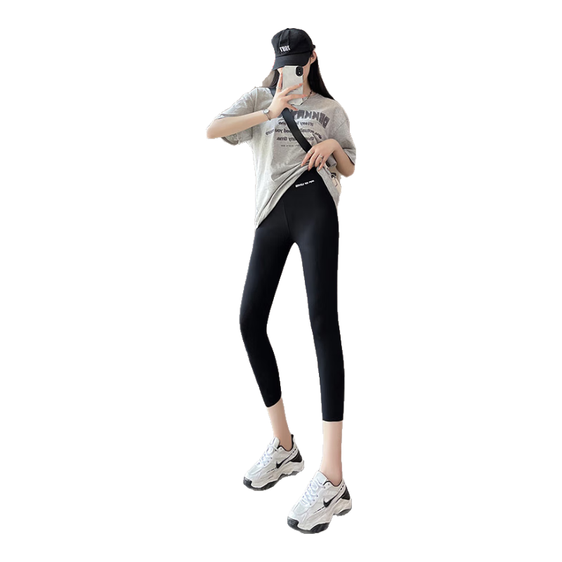 LangSha Shark Leggings for Women, Tight-Fitting High-Waisted Pants, Slimming Effect, Thin Yoga Leggings for Outer Wear