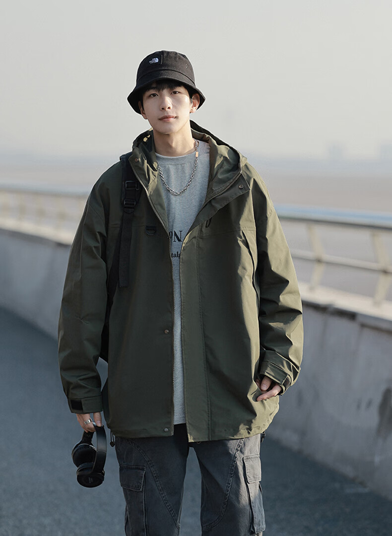 Foss Phil Men's Jacket, Spring And Autumn Outdoor American-Style Casual Coat, Workwear Loose-Fitting Menswear Clothing, 2365 Army Green M 1