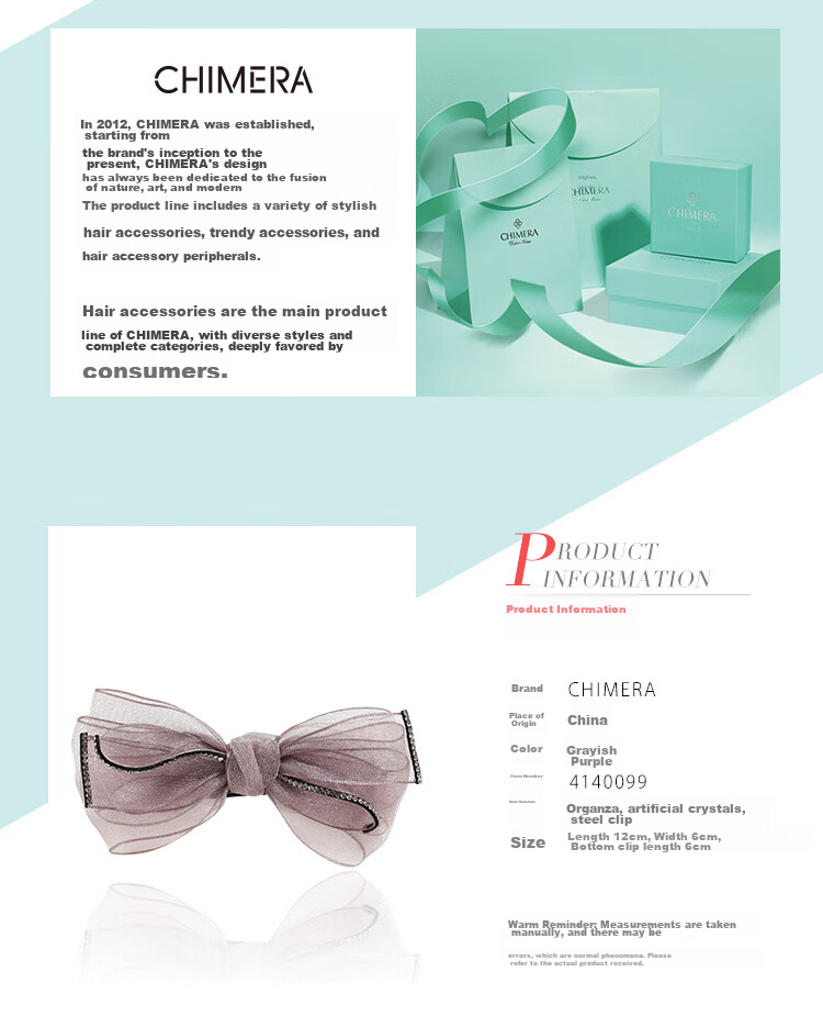 CHIMERA Korean Organza Bow Hair Clip, Ponytail Barrette, Half-Up Hairpin, Hair Accessory for Women, Mid-Autumn Festival Gift 2