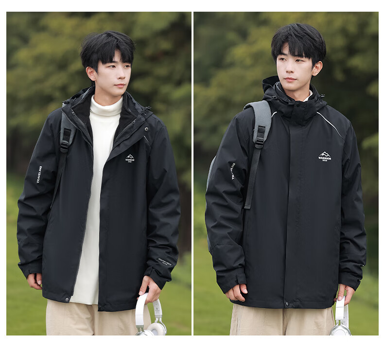 Warrior 3-in-1 Men's Outdoor Mountaineering Jacket Autumn Winter Windproof Warm Jacket 4