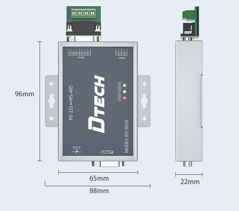 DTECH RS232 to RS485 Active Converter, Bidirectional Conversion Transmission, Industrial Grade 9-Pin Serial Communication Protocol, Lightning And Surge Protection Converter, DT-9020 17