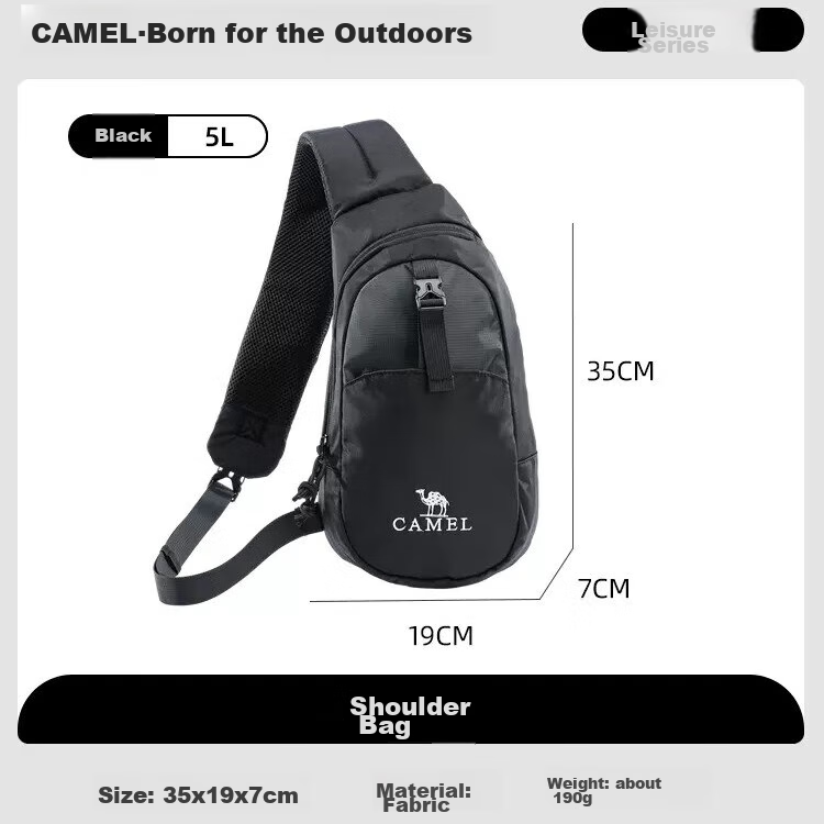 CAMEL Unisex Crossbody Commuter Messenger Cycling Bag Sports Shoulder Bag Trendy 573C875050A Black