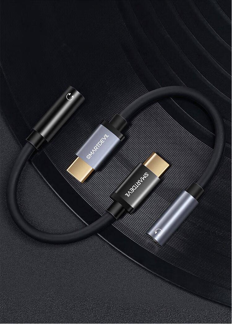 企业专享 耳机接头转换器 炫亮黑type-c转3.5mm耳机转接线 起订量10组