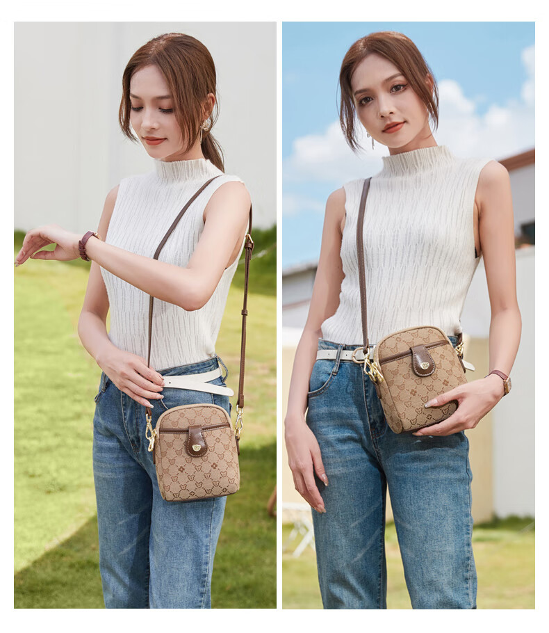 Xiaoxiongyilian Shoulder Crossbody Mini Bag for Women, Phone Pouch, Fashionable Versatile Mini Handbag, Printed Bucket Bag, Valentine's Day Gift 13