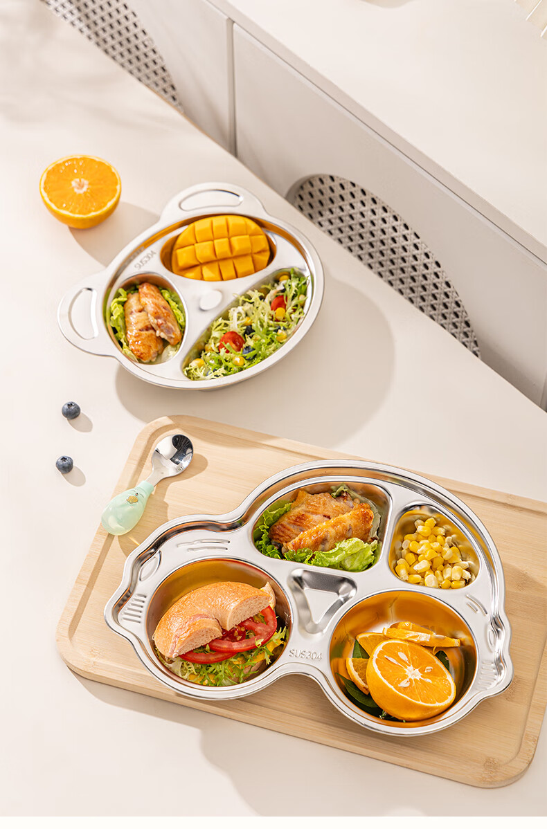 Guangyi 316 Stainless Steel Children's Divided Plate, Baby Home Use Four-Compartment Plate for Boys, Kindergarten Tableware GY1377 14