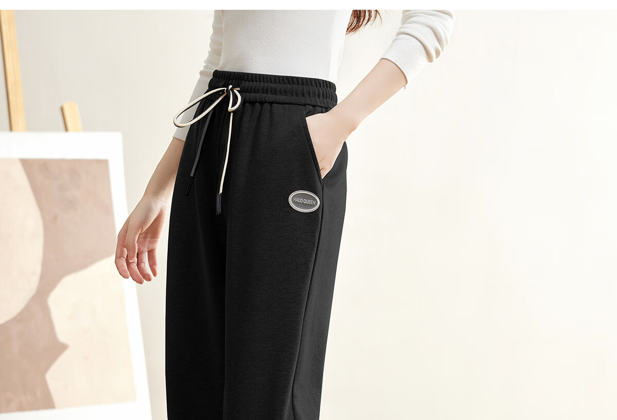 Halo Queen Women's Casual Pants, Spring And Autumn Side Striped Contrasting Color, Drawstring Elastic Waist, Summer Loose-Fitting Sweatpants, New Product H143R1011 18