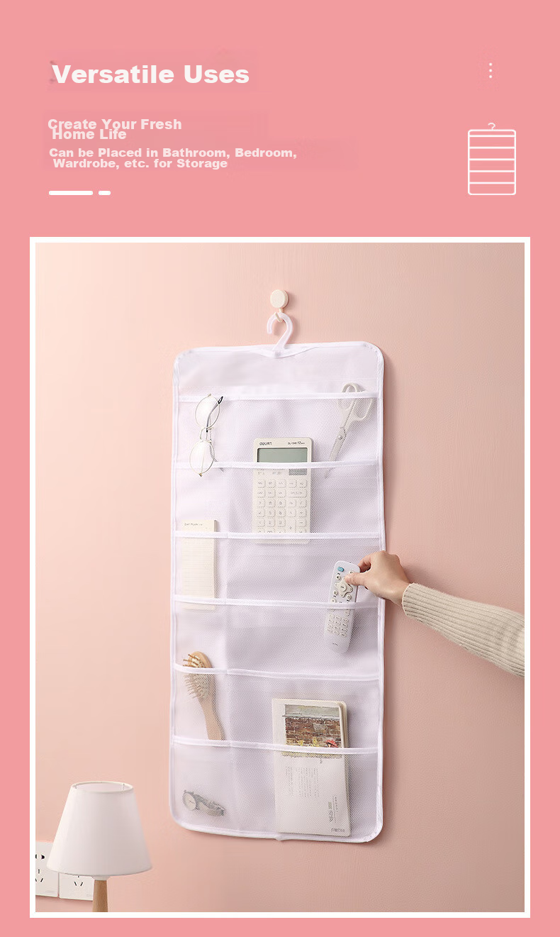 Shuranjia Handbag Storage Hanging Organizer, Double-Sided Multi-Layer Transparent Dust-Proof Bag, Hanging Closet Storage Organizer for Bags, 6 Compartments 6